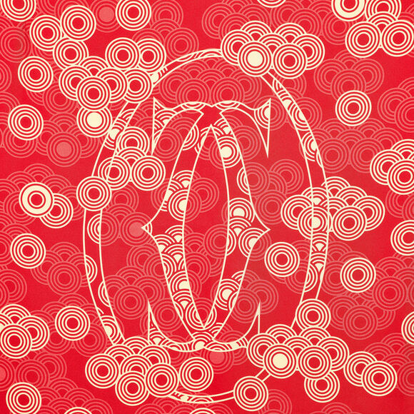 Cartier Red/Yellow Circle Print Silk #138724C33B - Picture 2 of 5